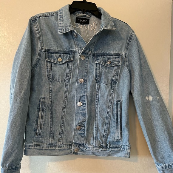 Pacsun Women Jean Jacket Vintage Tiger Japan Embroidered Light Wash denim Medium - Picture 3 of 8